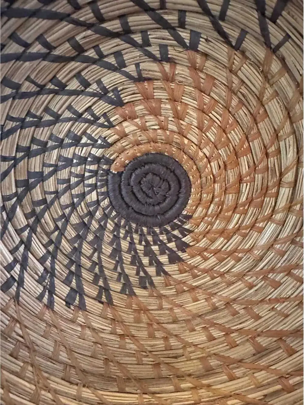 Vintage Hand-Woven Coiled Basket - Hand-Dyed 12.5
